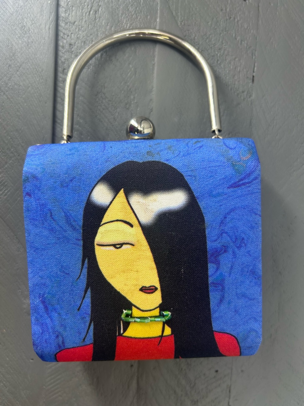 Vtg For Nine Glamour Girl Faces Double Sided Hand bag
